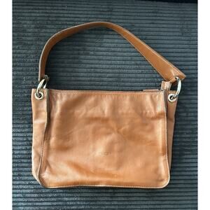 Tosca Blu Italian Brown Leather Hobo Bag with Silver-Toned Hardware